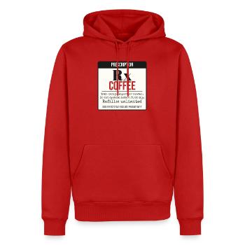 Rezept: Kaffee – Täglich einnehmen - Männer Premium Bio Hoodie - Rot - Vorne - Nico (187cm)