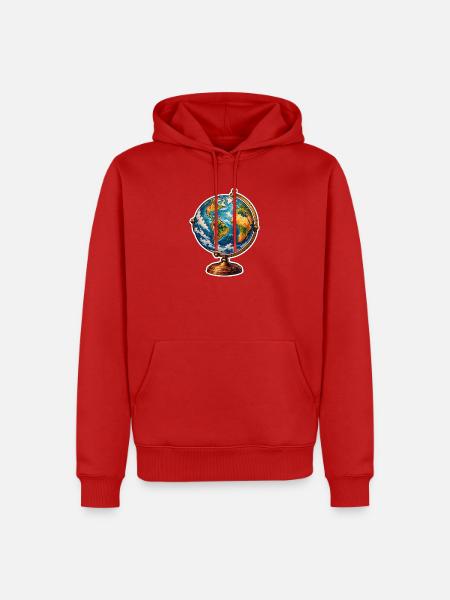 Weltkugel Retrostand - Männer Premium Bio Hoodie - Rot