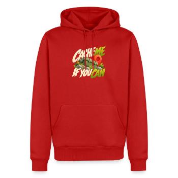 Cache Me If You Can Geocaching Motif - Männer Premium Bio Hoodie - Rot - Vorne - Nico (187cm)