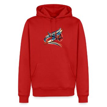 Flugzeuge und Luftstrombänder - Männer Premium Bio Hoodie - Rot - Vorne - Nico (187cm)