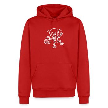 Tanzendes Halloween Skelett – White Line Art - Männer Premium Bio Hoodie - Rot - Vorne - Nico (187cm)