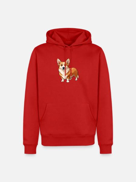 Walisischer Corgi-Hund - Männer Premium Bio Hoodie - Rot