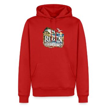 Rügen Küstenwind Kreideküste - Männer Premium Bio Hoodie - Rot - Vorne - Nico (187cm)