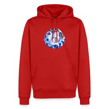 Lunar Spirit Fox - Männer Premium Bio Hoodie - Rot - Vorne - Nico (187cm)