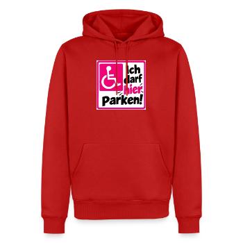 Ich darf hier Parken Sign - Männer Premium Bio Hoodie - Rot - Vorne - Nico (187cm)