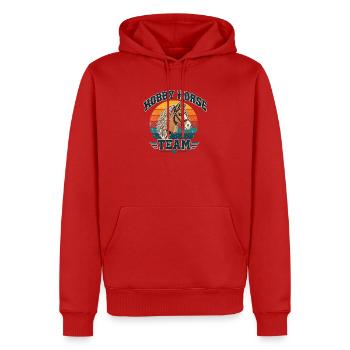 Hobby Horse Team Vintage Retro - Männer Premium Bio Hoodie - Rot - Vorne - Nico (187cm)