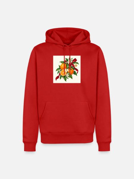 Weihnachtsorangen blühen und Band - Männer Premium Bio Hoodie - Rot