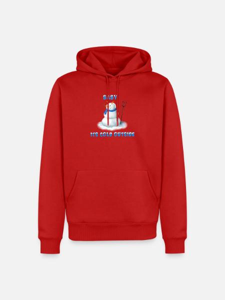 Baby it's cold outside - Devil Schneemann - Männer Premium Bio Hoodie - Rot