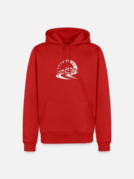 Drehzahlmesser mit Bergstraße - Männer Premium Bio Hoodie - Rot