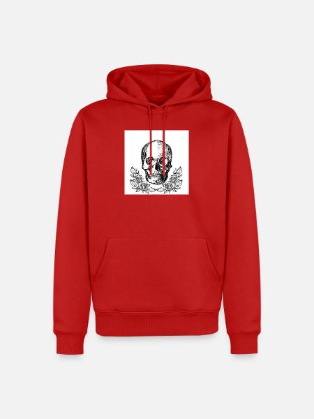 Gotischer Schädel mit Rosen - Männer Premium Bio Hoodie - Rot