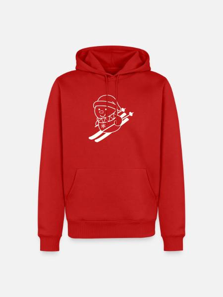 ski fahrer schneemann 01 - Männer Premium Bio Hoodie - Rot
