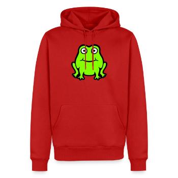 Frosch Kröte lächelt lustig Comic glücklich süß - Männer Premium Bio Hoodie - Rot - Vorne - Nico (187cm)