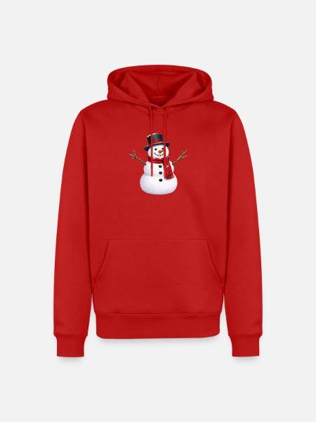 Schneemann - Männer Premium Bio Hoodie - Rot