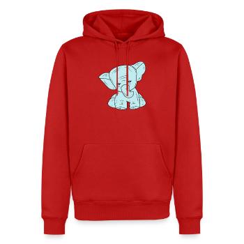 Blaue Linie zeichnender Elefanten - Männer Premium Bio Hoodie - Rot - Vorne - Nico (187cm)