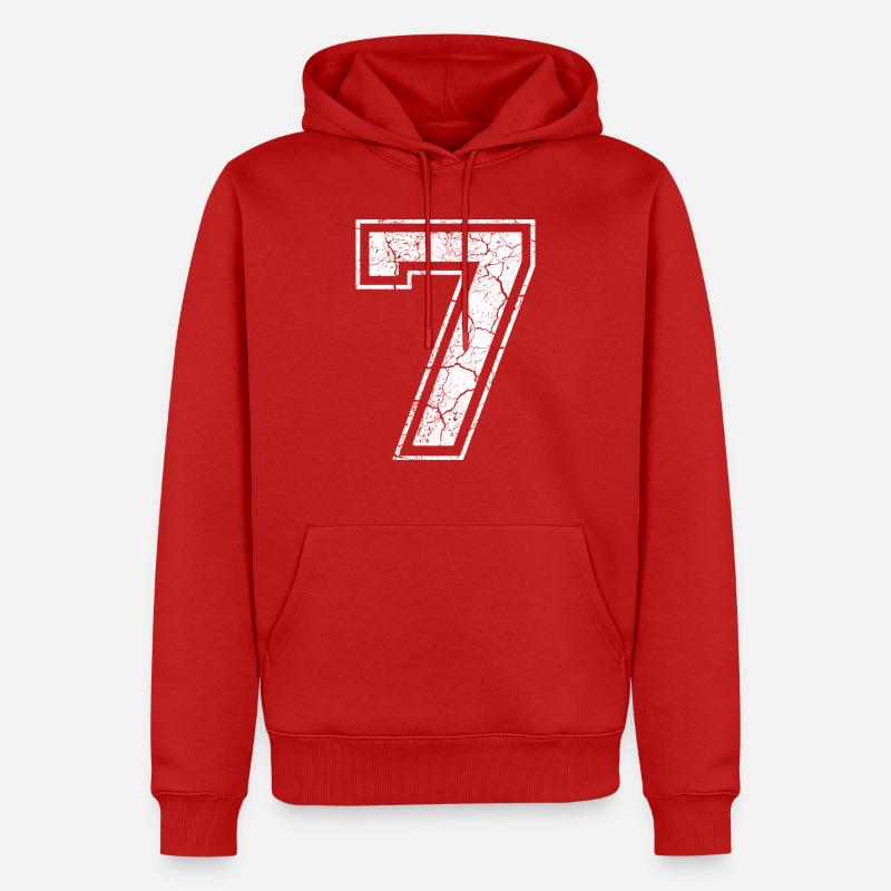 7_seven_sieben_white_weiss (fr) - Sweat à capuche Premium bio Homme - rouge
