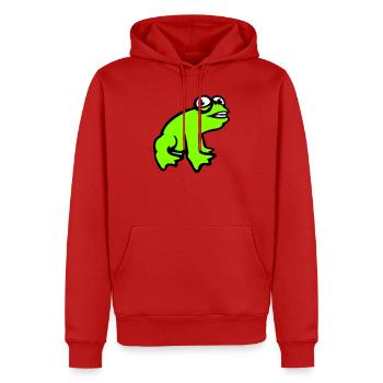 Frog grins cool funny comic crazy toad - Men’s Premium Organic Hoodie - red - Front - Nico (187cm)