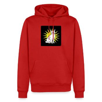 Chat cool dans le style pop art et punk rock - Sweat à capuche Premium bio Homme - rouge - Devant - Nico (187cm)