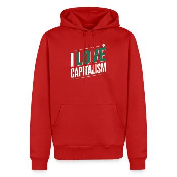 I Love Capitalism Entrepreneurs Stocks Capitalism - Men’s Premium Organic Hoodie - red - Front - Nico (187cm)