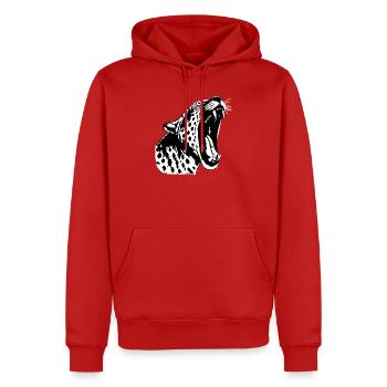 Schwarzweiß Leopardenkopf (PNG) - Männer Premium Bio Hoodie - Rot - Vorne - Nico (187cm)