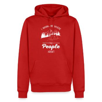 Je veux être là où les gens ne sont pas - Camping - Sweat à capuche Premium bio Homme - rouge - Devant - Nico (187cm)
