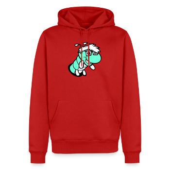 nerd caterpillar looks hole geek worm horn-rimmed glasses smart - Men’s Premium Organic Hoodie - red - Front - Nico (187cm)