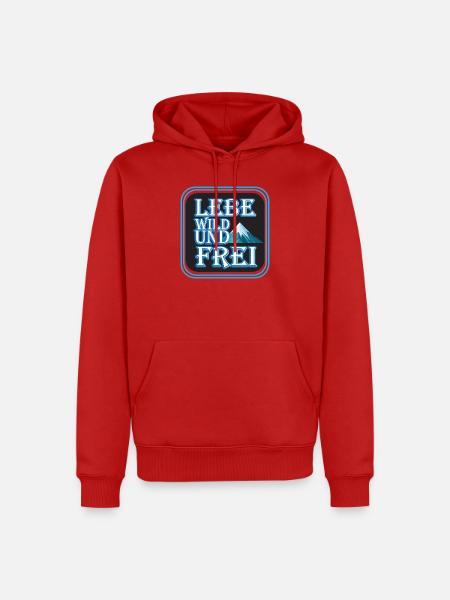 Lebe Wild Und Frei Bergmotiv - Männer Premium Bio Hoodie - Rot