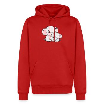 Elefantenmutter kuschelt mit ihrem kleinen Baby - Männer Premium Bio Hoodie - Rot - Vorne - Nico (187cm)