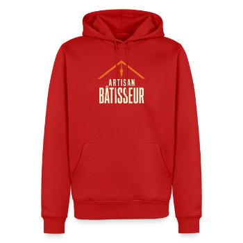 artisan-builder-print - Men’s Premium Organic Hoodie - red - Front - Nico (187cm)