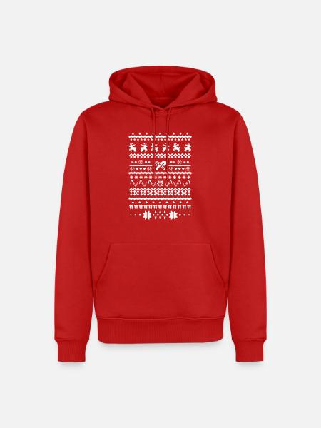 Weihnachten Rentiere - Männer Premium Bio Hoodie - Rot