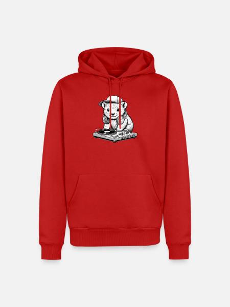 cooles Wombat-Motiv als DJ mit Kopfhörer - Männer Premium Bio Hoodie - Rot