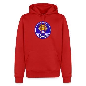 Greece Sun - Männer Premium Bio Hoodie - Rot - Vorne - Nico (187cm)