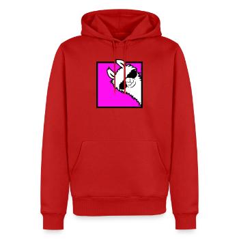 Lama Cool jette un œil autour des lunettes de soleil latérales du coin Alpaga - Sweat à capuche Premium bio Homme - rouge - Devant - Nico (187cm)