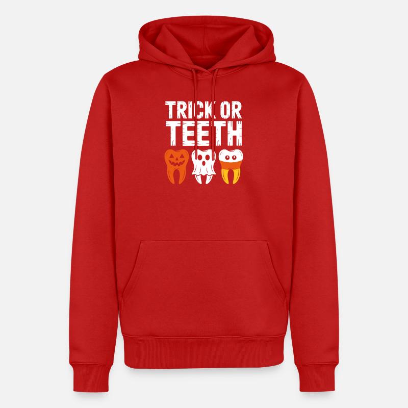 Trick oder Teeth Halloween-T-Shirt - Männer Premium Bio Hoodie - Rot