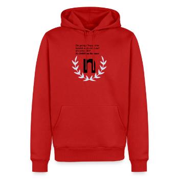 Jubilaeum N - Männer Premium Bio Hoodie - Rot - Vorne - Nico (187cm)