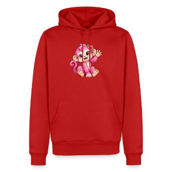 Kawaii-rosa Affe mit tropischer Blume - Männer Premium Bio Hoodie - Rot - Vorne - Nico (187cm)