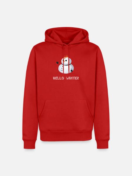 Hello Winter - Punk Schneemann - Männer Premium Bio Hoodie - Rot
