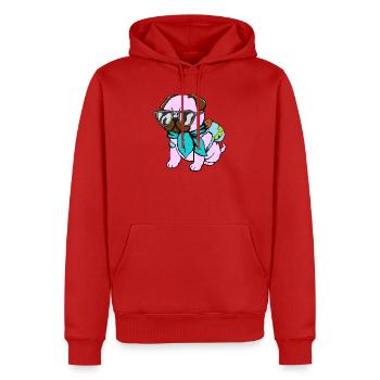 Mops-Reisender - Männer Premium Bio Hoodie - Rot - Vorne - Nico (187cm)