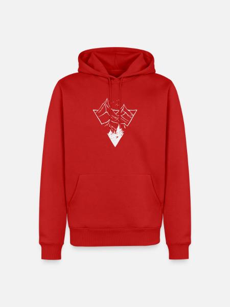 Dreieck, Berge & Wald - Männer Premium Bio Hoodie - Rot