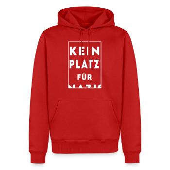 Kein Platz für Nazis - Männer Premium Bio Hoodie - Rot - Vorne - Nico (187cm)
