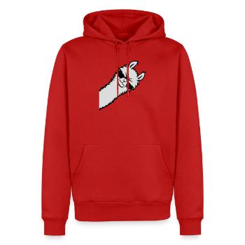 Lama Wütend Guckend Seite Sonnenbrille Cool Sauer - Männer Premium Bio Hoodie - Rot - Vorne - Nico (187cm)