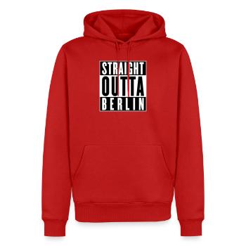 Straight outta Berlin (änderbare Farben) - Männer Premium Bio Hoodie - Rot - Vorne - Nico (187cm)