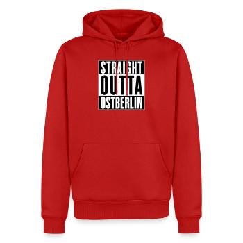 Straight outta Ostberlin (Farbe änderbar) - Männer Premium Bio Hoodie - Rot - Vorne - Nico (187cm)