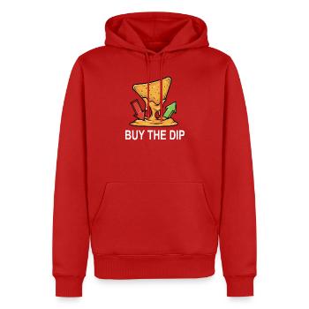 Chute du fromage Nachos Marché haussier - Sweat à capuche Premium bio Homme - rouge - Devant - Nico (187cm)