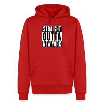 Straight outta New York (wechselbare Farben) - Männer Premium Bio Hoodie - Rot - Vorne - Nico (187cm)
