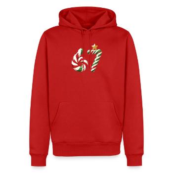 Mème Candy Cane 67 - Sweat à capuche Premium bio Homme - rouge - Devant - Nico (187cm)
