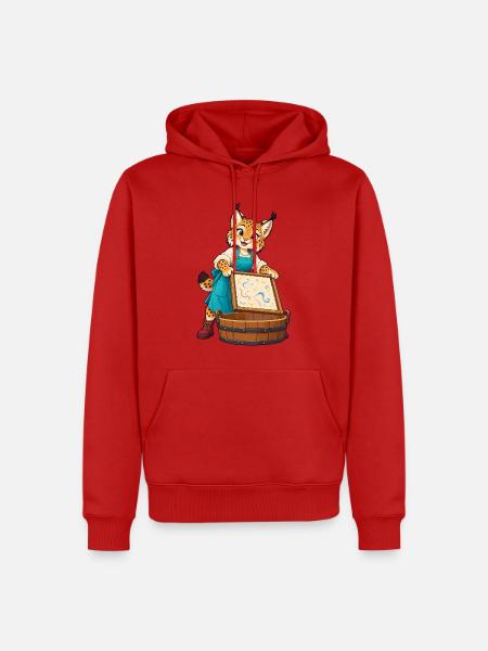 Leopardenkünstler im Atelier - Männer Premium Bio Hoodie - Rot