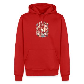 Gedankenkarussell - Männer Premium Bio Hoodie - Rot - Vorne - Nico (187cm)