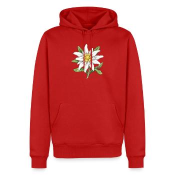 Weiße Blüte mit Marienkäfer - Männer Premium Bio Hoodie - Rot - Vorne - Nico (187cm)