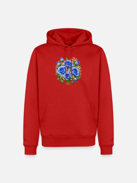Azure Rose Bouquet - Männer Premium Bio Hoodie - Rot
