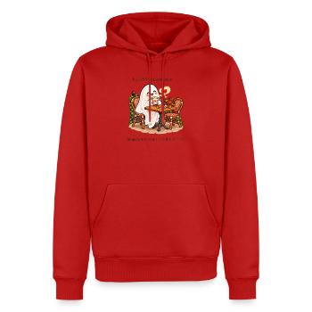 Übernatürlich freundlich dank Kaffee - Männer Premium Bio Hoodie - Rot - Vorne - Nico (187cm)